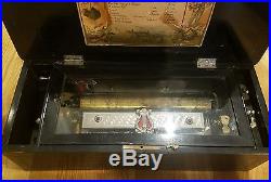 Large rare American 10 song cylinder music box, very ornate Art Deco look