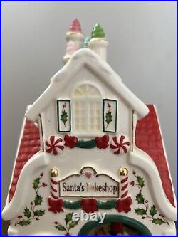 Lenox Holiday Santa's Bake Shop Music Box Christmas Centerpiece Works Great