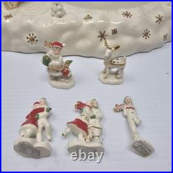 Lenox Mistletoe Park SKATING Ice POND Village Xmas Treasures 2008 FLAWS READ