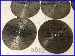 Lot Of 17 Antique Music Box Disc Records Metal 6 3/4 TS Star Swiss