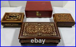 Lot of 4 Vintage Musical Jewelry Boxes All Play Music