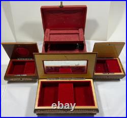 Lot of 4 Vintage Musical Jewelry Boxes All Play Music