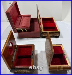 Lot of 4 Vintage Musical Jewelry Boxes All Play Music
