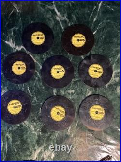 Lot of 46 Swiss Thorens Record Metal Discs Plus Wood Storage Box