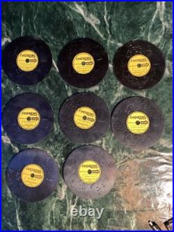 Lot of 46 Swiss Thorens Record Metal Discs Plus Wood Storage Box