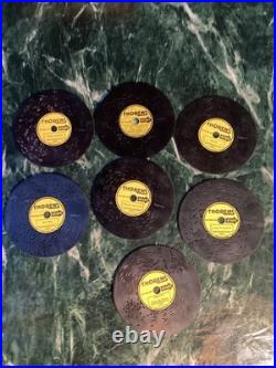 Lot of 46 Swiss Thorens Record Metal Discs Plus Wood Storage Box