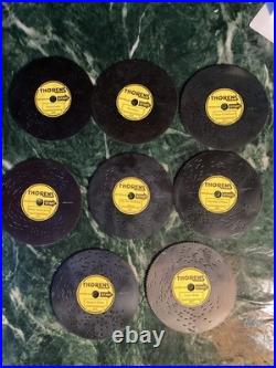 Lot of 46 Swiss Thorens Record Metal Discs Plus Wood Storage Box