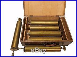 Lot of 6 Swiss Antique Music Box Cylinders in Original Box
