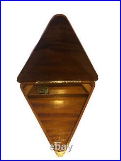 MAPSA Inlaid Wood Triangular Music Box Swiss Movement Storage Table Wind Up