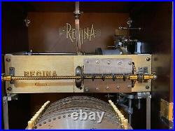 Mahogany 15-1/2 Regina Home Model Curved Front Changer Upright Disc Music Box