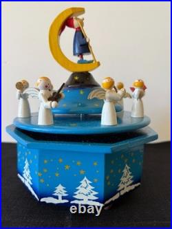 Man in the Moon with Angels Music Box Carousel from Erzgeberge