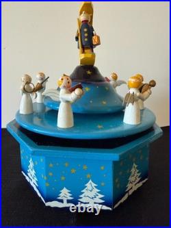 Man in the Moon with Angels Music Box Carousel from Erzgeberge