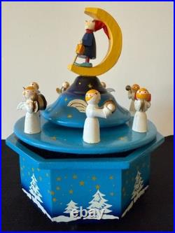 Man in the Moon with Angels Music Box Carousel from Erzgeberge