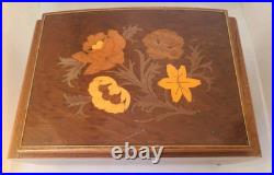 Marquetry Vintage ReugeSwiss Music Jewelry Box Plays Dr Zhivago Sorrento Italy