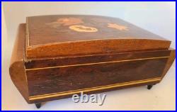 Marquetry Vintage ReugeSwiss Music Jewelry Box Plays Dr Zhivago Sorrento Italy