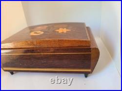 Marquetry Vintage ReugeSwiss Music Jewelry Box Plays Dr Zhivago Sorrento Italy
