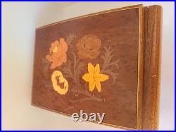 Marquetry Vintage ReugeSwiss Music Jewelry Box Plays Dr Zhivago Sorrento Italy