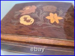 Marquetry Vintage ReugeSwiss Music Jewelry Box Plays Dr Zhivago Sorrento Italy