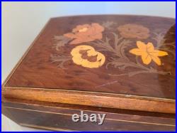 Marquetry Vintage ReugeSwiss Music Jewelry Box Plays Dr Zhivago Sorrento Italy