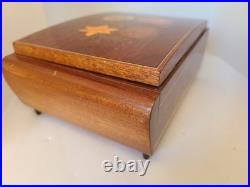Marquetry Vintage ReugeSwiss Music Jewelry Box Plays Dr Zhivago Sorrento Italy