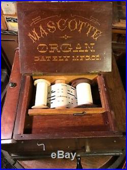 Mascotte By Gately Automatic Organ, Roller Organette. Working. 4 Rolls