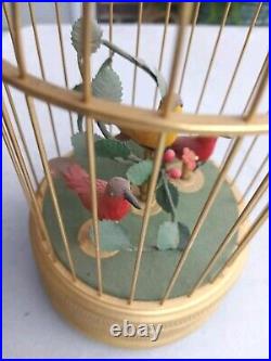 Mechanical Bird Cage Automaton With Three Birds Late 20th Century Gilded Cage