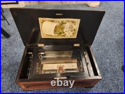 Mermod Freres Antique Cylinder Music Box 1800s 10 Airs With Nice Wood Inlay