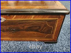 Mermod Freres Antique Cylinder Music Box 1800s 10 Airs With Nice Wood Inlay