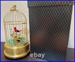 Mid-Century German Singing Bird Automaton Brass Cage Two Birds Working BOX Mid-Century German Singing Bird Automaton Brass Cage Two Birds Working BOX
