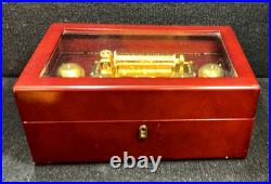 Mr Christmas Gold Label Concertina Wooden Music Box 50 Songs Melodies with Key
