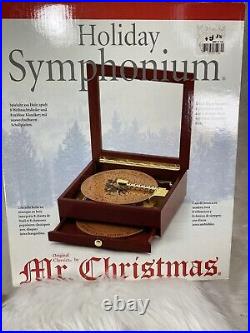 Mr. Christmas Holiday Musical Symphonium Wooden Box 16 Discs in Box Music Box