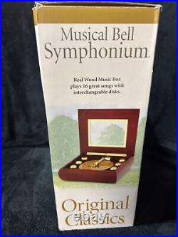 Mr Christmas Musical Bell Symphonium Classics Wood Music Box With16 Discs & Pouch