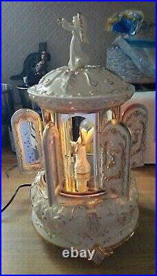 Mr Christmas Porcelain Carillon Musical Carousel Turns Opens Closes Works Great