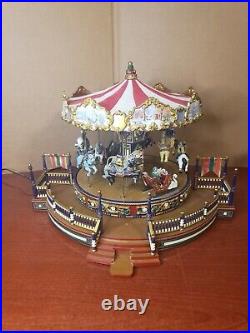 Mr Christmas Premium Gold Label Merry Go Round Red Top Carousel TESTED WORKING