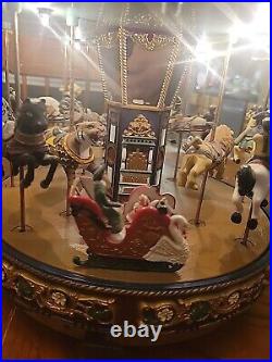 Mr. Christmas Premium Gold Label Merry Go Round Red Top Carousel TESTED/WORKS