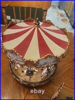 Mr. Christmas Premium Gold Label Merry Go Round Red Top Carousel TESTED/WORKS