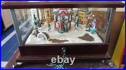 Mr. Christmas Wooden Curio Victorian Music Box with Rotating Skaters Original Box