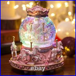 Music Box Carousel Horses Color Changing Lights Unicorn Snow Globe Birthday