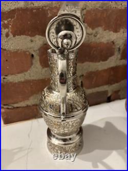 Music Box FRED ZIMBALIST Hand Etched Silver Plate Pitcher Jug Swiss Thorens Rare