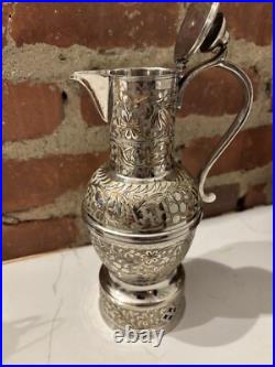 Music Box FRED ZIMBALIST Hand Etched Silver Plate Pitcher Jug Swiss Thorens Rare