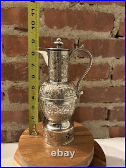 Music Box FRED ZIMBALIST Hand Etched Silver Plate Pitcher Jug Swiss Thorens Rare
