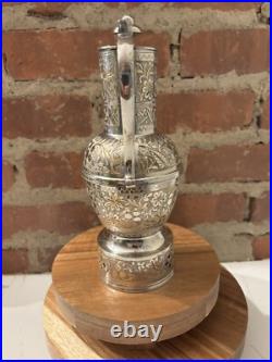 Music Box FRED ZIMBALIST Hand Etched Silver Plate Pitcher Jug Swiss Thorens Rare