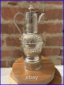 Music Box FRED ZIMBALIST Hand Etched Silver Plate Pitcher Jug Swiss Thorens Rare