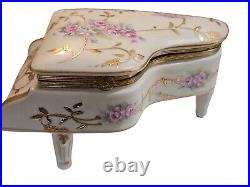Music box MIM Lador Switzerland piano WindUp porcelain Music Box Hand Painted