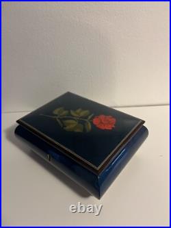 NEW 8.5 Vintage Swiss Reuge Jewelry Music Box Rose The Wind Beneath My Wings