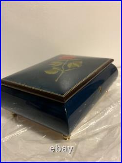 NEW 8.5 Vintage Swiss Reuge Jewelry Music Box Rose The Wind Beneath My Wings