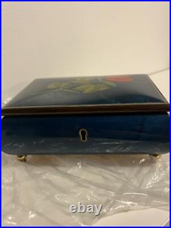 NEW 8.5 Vintage Swiss Reuge Jewelry Music Box Rose The Wind Beneath My Wings
