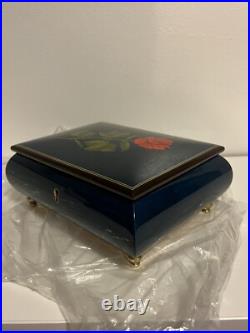 NEW 8.5 Vintage Swiss Reuge Jewelry Music Box Rose The Wind Beneath My Wings