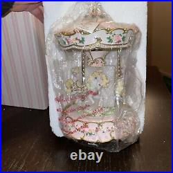 NEW! Hearts and Roses 3 Horse Carousel by San Fransisco Music Box Company