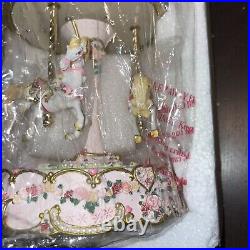 NEW! Hearts and Roses 3 Horse Carousel by San Fransisco Music Box Company